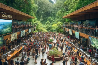 A-crowded-visitor-center-at-a-popular-national-park-in-Costa-Rica-subtly-addressing-the-challenge-of-overtourism